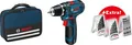 Produktbild: Bosch GSR 12V-15 Professional Akku-Bohrschrauber (0615990G6L), 1x 2,0Ah/ 1x 4,0Ah, 12 V + 38-tlg. Zubehör-Set