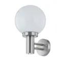 Produktbild: Lindby Edelstahl Wandlampe aussen, Wandleuchte Außenleuchte IP44 Außenlampe Glaskugel 1x E27 max. 60W ohne Leuchtmittel Außenwandleuchten
