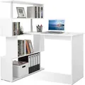 Produktbild: Mondeer Schreibtisch Eckschreibtisch Drehbarer Computertisch Arbeitstisch Weiß - Weiß