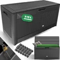 Produktbild: KESSER® Auflagenbox Kissenbox 310 Liter mit Rollen klappbarer Deckel Haltegriffe Rattanoptik Gartenbox wetterfeste Gartenkiste Aufbewahrungsbox