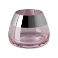 Produktbild: Fink Teelichthalter Ø11 cm rosefarben Glas Windlicht Kerzenhalter mit Silberrand