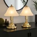 Produktbild: Tischlampe Tischleuchte Bürolampe Leseleuchte, led Touchschalter, Höhe 27 cm, Messing-Gold Glas Alabasteroptik, 2er Set