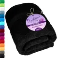 Produktbild: Lashuma Badehandtuch 100x150 cm schwarz, Linz Strandtuch aus 100% Baumwolle, XXL Duschtuch