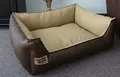 Produktbild: Hundebettenmanufaktur Hundebett Hundesofa Schlafplatz Kunstleder Similpelle Farbe und Größe wählbar von XS bis XXL (50 cm X 40 cm, braun beige)