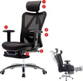 Produktbild: SIHOO Bürostuhl Schreibtischstuhl, ergonomisch, verstellbare Lordosenstütze, 150kg belastbar mit Fußstütze, schwarz