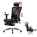 Produktbild: B-Ware SIHOO Bürostuhl, ergonomisch, 150kg belastbar mit Fußstütze schwarz