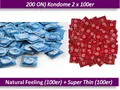 Produktbild: ♥ 200 ON) Kondome 2x100er Natural Feeling + Super Thin 54mm Condome
