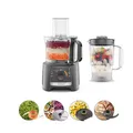 Produktbild: KENWOOD FDP31.360GY MultiPro Compact Küchenmaschine (800 Watt, 2 Geschwindigkeitsstufen, Impulsfunktion, 2,1 Liter Kompakte-Küchenmaschine, 1,2 Liter Standmixer, Teighaken, Messereinsatz, 2mm und 4mm Schneid-/Raspelscheibe, Zitruspresse, Emulgierscheibe,