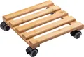 Produktbild: Metafranc Pflanzenroller 300 x 300 mm - 60 kg Tragkraft - Bambus-Platte - Natürlicher Holz-Look - TPE-Rollen mit 4 Feststellern / Indoorroller / Blumenroller / Transporthilfe für Pflanzen / 825340