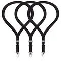 Produktbild: 3x Premium Lanyard Umhängeband Schlüsselband Set mit Karabinerhaken und Steckverschluss für Ausweishalter Handys Kamera USB-Geräte Schlüsselanhänger Namensschilder ID Kartenhalter (schwarz)