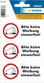 Produktbild: Hinweisetiketten Bitte keine Reklame einwerfen wetterfest - 1 Blatt mit 3 Etiketten