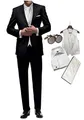 Produktbild: Hochzeitsanzug 8 TLG Set Freiherr v. Falkenhausen schwarz Slim fit Anzug Weste Elfenbein Ivory Paket (56)