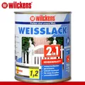 Produktbild: Wilckens 750 ml Weisslack 2in1 seidenmatt Holz Zaun Hütte Balken Grundierung