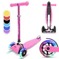 Produktbild: Roller Kinder Kick Scooter 3 Rad 3-6 Jahre LED klappbar höhenverstellbar pink