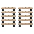 Produktbild: 10x Pflanzroller eckig 30x30 cm aus Buchenholz | Tragkraft 120 kg | Rolluntersetzer für Blumentöpfe & Möbel | 4 Lenkrollen | stabil & massiv | für innen & außen