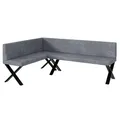 Produktbild: MEBLINI Eckbank für Esszimmer - Küchenbank - Essecke - Sitzecke Küche - Peter - X-Beine 142x196x87cm Links - Grau Samt