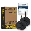 Produktbild: BikePeak 2X Fahrradschlauch MTB 29 28 27,5 Zoll mit schwarzem Sclaverandventil 40mm - Schlauch SV Presta Ventil, ETRTO 40/62-584/635, 700C - 2er Set Schläuche Everäst