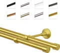 Produktbild: Gardinenstange Vorhangstange 19 mm mit Endkappen, einfache Montage,  Wand, 2-läufig, Messing Gold, 200 cm