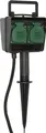 Produktbild: Brennenstuhl Garten-Steckdose/Außensteckdose 4-Fach mit Erdspieß (witterungsbeständiger Kunststoff, Steckdose für außen mit wasserfestem Gehäuse, 1,4m Kabel) schwarz, 1154440, schwarz/grün, 1.4 m