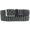 Produktbild: BELTINGER Ledergürtel Hochwertiger Stretch-Gürtel mit echtem Leder 3,5cm - Elastischer, gefl (1-St) grau|schwarz 105 cm (Gesamtlänge 120 cm)