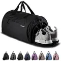 Produktbild: Fitgriff® Sporttasche & Reisetasche für Damen und Herren - mit Schuhfach & Nassfach - Tasche für Sport, Fitness & Reisen - Trainingstasche, Gym Bag (Black, 48 x 26 x 25 cm (Small))