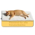 Produktbild: PiuPet Fensterliege für Katzen 90×25 cm | Rutschfestes Katzenbett für Fensterbank und Fensterbrett | Flauschige, Selbstwärmende Katzendecke | Beige