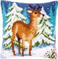 Produktbild: Vervaco Kreativset Vervaco PN-0146918 Kreuzstichkissen Hirsch im Winter, (Set, embroidery Kit), Made in Europe