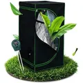 Produktbild: Melko Gewächshaus Gewächshaus Growbox Pflanzenzelt Zuchtzelt für Indoor & Outdoor, Stück, inkl. 3 in 1 Feuchtigkeitsmessgerät für Pflanzen schwarz 60 cm x 180 cm x 60 cm
