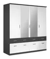 Produktbild: rauch Kleiderschrank BREMEN, grau, weiß, Breite 181 cm, Höhe 199 cm mit 2 Spiegeltüren, 2 Türen und 8 Schubladen