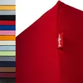 Produktbild: r-up Beste Spannbettlaken 90x200-100x220 bis 35cm Höhe viele Farben 95% Baumwolle / 5% Elastan 230g/m² Oeko-TEX stressfrei auch für hohe Matratzen (rubinrot)