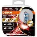 Produktbild: Osram H4 Night Breaker 200 Halogen Glühbirnen 200% mehr Helligkeit 12V