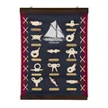 Produktbild: NKlaus Knoten-Wandbehang marineblau Stoff und Holz 36x51x2cm Knotenbild Maritime Dekoration 14956