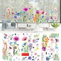 Produktbild: Fensterbilder Frühling Selbstklebend Fensteraufkleber Fenstersticker Blumen Libellen Fensterdeko Anti-Kollision Deko Fensterfolie Fensterbild für Kinderzimmer Kinder Party Zubehör