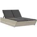Produktbild: vidaXL Doppel-Sonnenliege mit Kissen Hellgrau Poly Rattan 118 x 200 x 50,5/62,5/73,5/83 cm