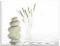 Produktbild: ARTland Wanddeko Glasbilder Wandbild Glas Bild einteilig 60x45 cm Querformat Asien Wellness Entspannung Spa Zen Steine Gräser Reflektion T5VB