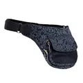 Produktbild: Vishes- Alternative Bekleidung - Bauchtasche aus Cord Baumwolle - Blumen Bedruckt schwarz-grau