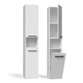 Produktbild: CDF Badezimmerschrank Badschrank Schmal Hoch, mit 1 Wäschekorb Breite: 31 cm, Badezimmermöbel Aufbewahrungsschrank für kleine Räume Badregal Badmöbel WC Flur - Weiß 30x31x174 cm