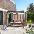 Produktbild: Pavillon Gartenliege Provence Ausstattung Ohne Regenabdeckung Gartenliege Hängeschaukel Polyrattan Sonnenliege - Home Deluxe