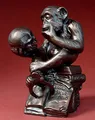Produktbild: Wolfgang Hugo Rheinhold - Affe mit Schädel Skulptur Plastik Figur