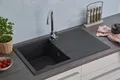 Produktbild: Küchenspüle Einbauspüle Spüle Granit Mineralite 80 x 50 Schwarz Respekta Houston