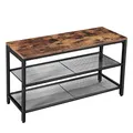 Produktbild: VASAGLE Schuhbank, Sitzbank mit Gitterablage, Schuhregal, 80 x 30 x 44,5 cm, Flur, Schlafzimmer, Metall, platzsparend, Industrie-Design, Kunstleder, vintagebraun-schwarz LBS74X