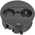Produktbild: Bachmann TWIST 2 Tischsteckdose 1x Schuko, 1x USB-A/-C Charger, schwarz matt, rund - 2 m