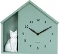 Produktbild: Karlsson - Wanduhr Sitting Cat - Grün - 24.9x24.9x27cm