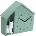 Produktbild: Karlsson Wanduhr Sitting Cat, Salbeigrün, Kunststoff, 24.9x27 cm, Schlagwerk, Dekoration, Uhren, Wanduhren