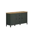 Produktbild: trendteam smart living - Stanton - Sideboard - Tannengrün/Evoke Eiche - Kommode mit 4 Fächern und 3 Vollauszug Schubladen - (BxHxT) 146 x 86 x 45 cm - Landhausstil