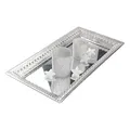 Produktbild: DRULINE 2tlg. Set Spiegeltablett - Tablett Dekotablett - Make up Organizer - Kerzentablett – Schmucktablett – Kosmetiktablett - B/H/T ca. 46/51 x 6 x 24/30 cm - Metall Silber/Spiegel - Geschenkidee