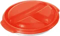 Produktbild: Rotho Micro Clever Teller mit 3 Unterteilungen und Deckel geeignet für die Mikrowelle, Kunststoff (PP) BPA-frei, Weiss/Papaya, 0,75l (25,5 x 23,5 x 5,0 cm)