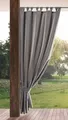 Produktbild: Eurofirany Garden Outdoor Vorhang mit Klett-Schlaufen, 1 Stück, Blickdicht & Wetterfest, UV-Schutz, für Balkon Terrasse Pergola Pavillon, H260 x B155 cm, Dunkelgrau