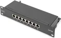 Produktbild: DIGITUS - Patch Panel - Rack montierbar - CAT 6a - STP - RJ-45 X 8 - Schwarz, RAL 9005 - 1U - 25,4 cm (10