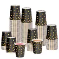 Produktbild: CEILIWEN Packung mit 100 Schwarz-Goldenen Party-Papierbechern, 9 OZ/250ml Gold Polka Dot Papierbecher, Party-Papierbecher für Heiß- und Kaltgetränke
